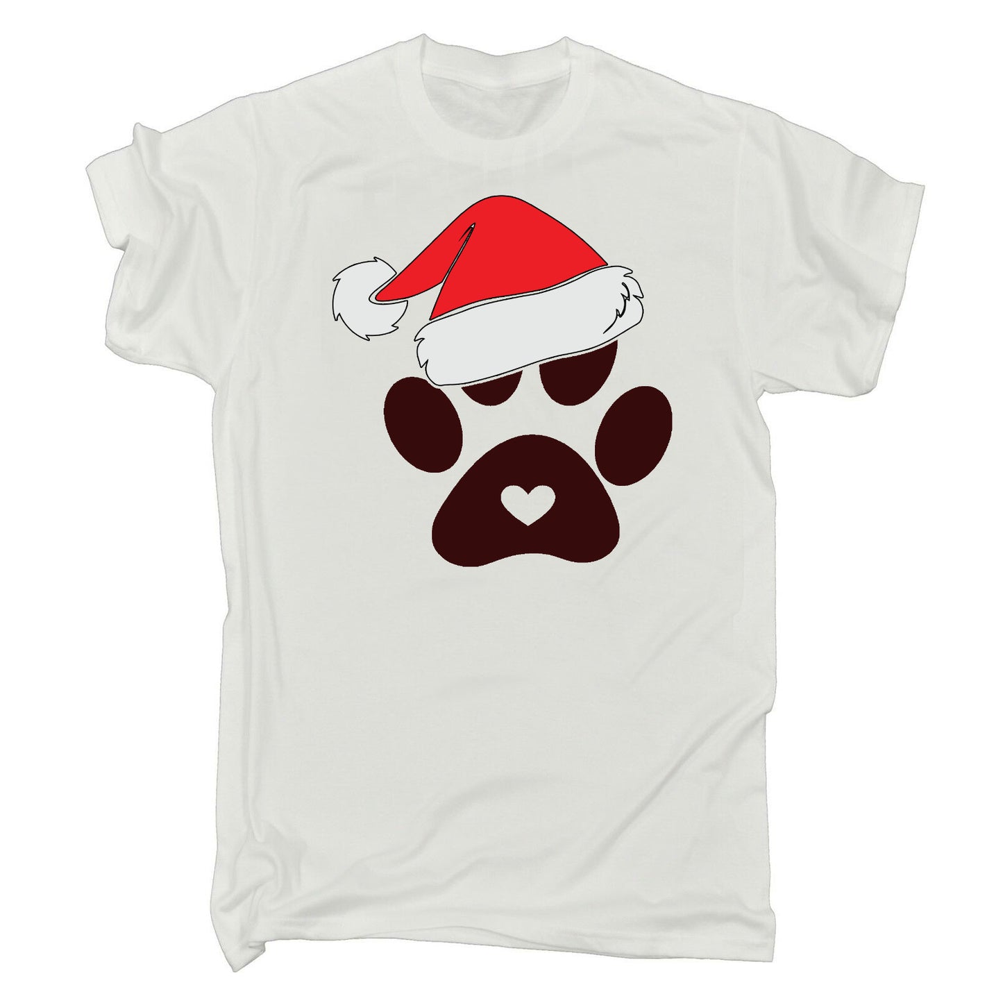 Paw Print Santa Christmas Hat Dog - Mens Funny T-Shirt Tshirts