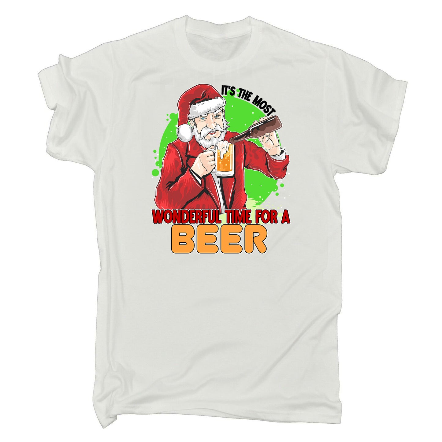 Most Wonderful Time For A Beer Christmas Xmas Santa - Mens Funny T-Shirt Tshirts