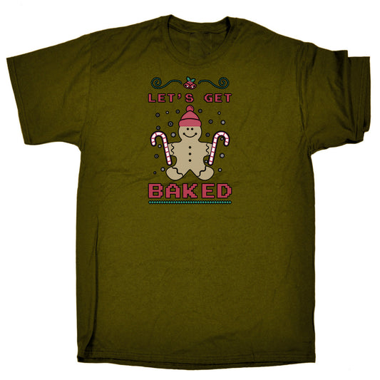 Lets Get Baked Christmas Xmas Gingerbread Man - Mens Funny T-Shirt Tshirts
