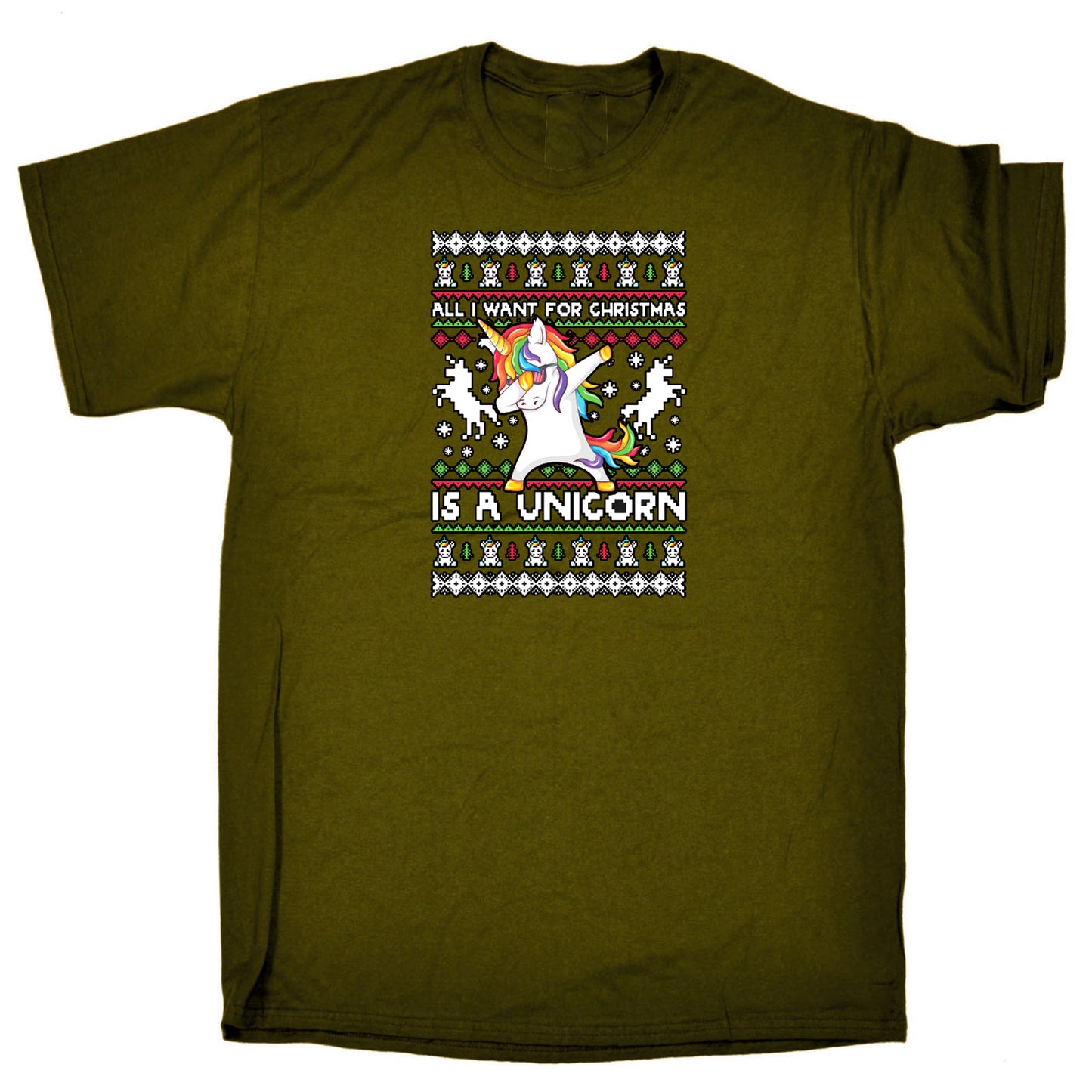 Xmas All I Want For Christmas Unicorn Dab Dabbing - Mens Funny T-Shirt Tshirts T Shirt