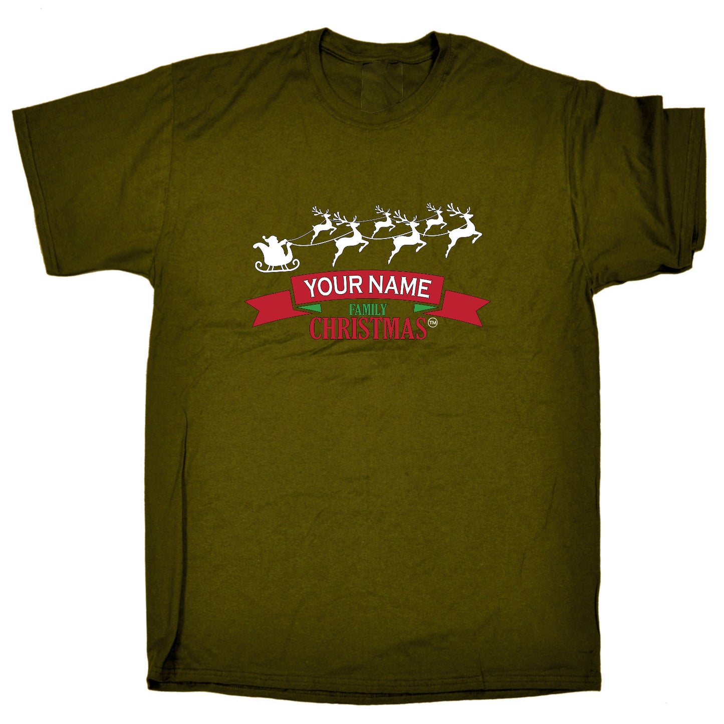 Family Christmas V4 Santa Sleigh Banner - Mens Funny T-Shirt Tshirts