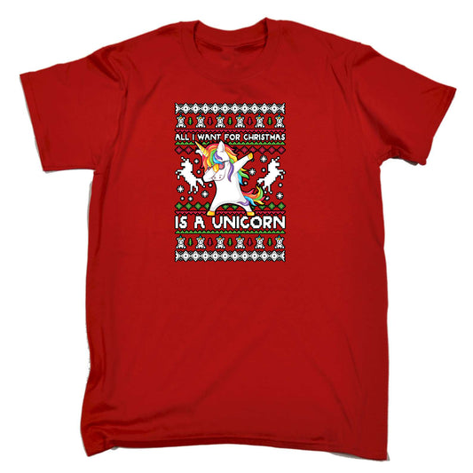 Xmas All I Want For Christmas Unicorn Dab Dabbing - Mens Funny T-Shirt Tshirts