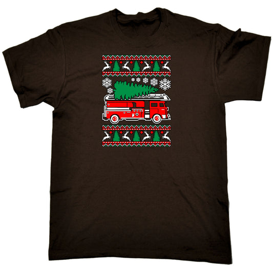 Fire Fighter Engine Christmas Xmas - Mens Funny T-Shirt Tshirts