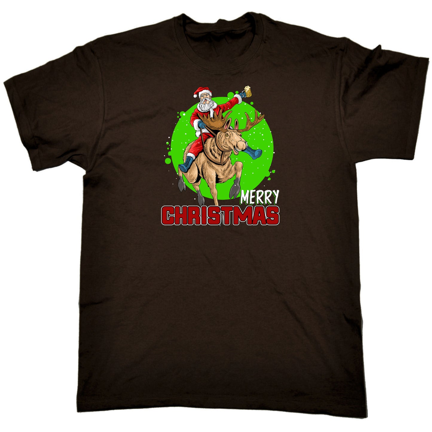 Merry Christmas Santa Riding Reindeer Beer - Mens Funny T-Shirt Tshirts