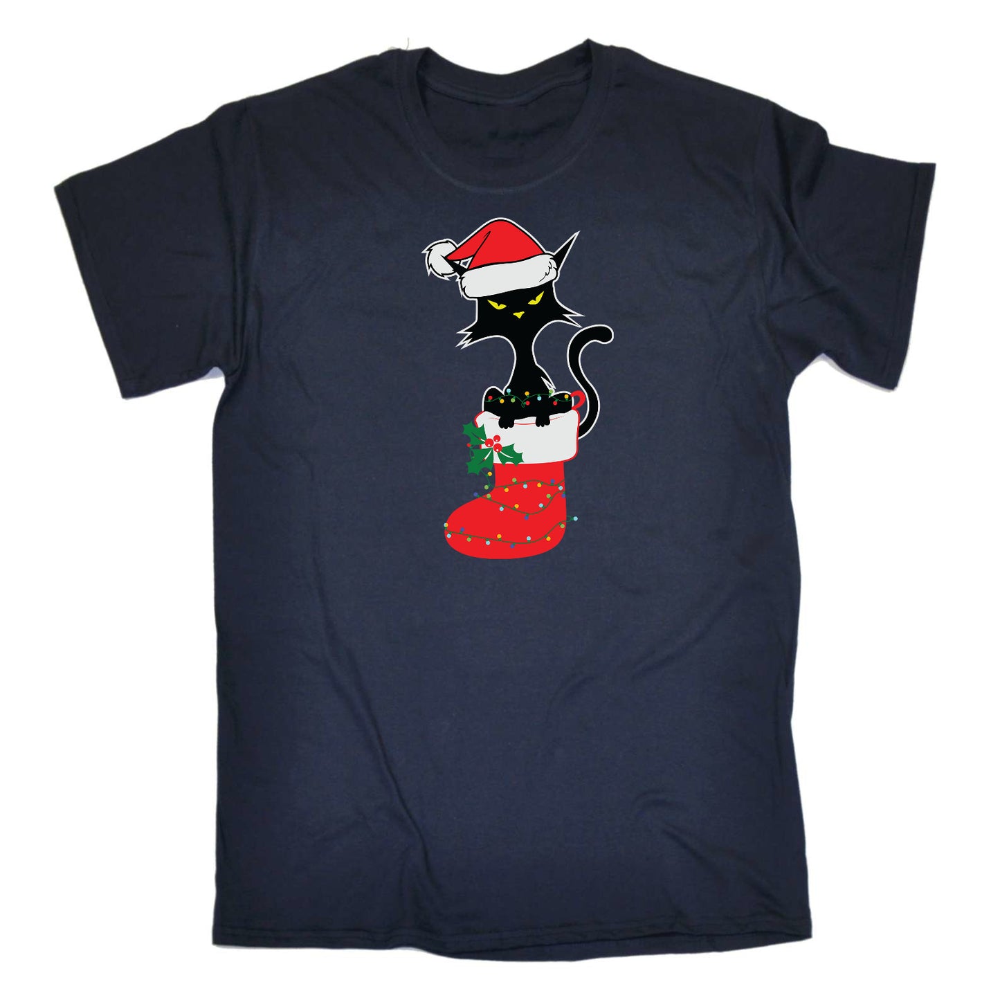 Christmas Black Cat Cats Xmas Animal - Mens Funny T-Shirt Tshirts