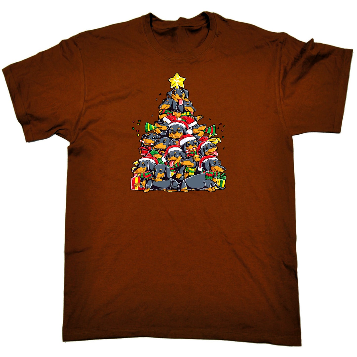 Christmas Tree Sausage Dog Puppy Xmas - Mens Funny T-Shirt Tshirts T Shirt
