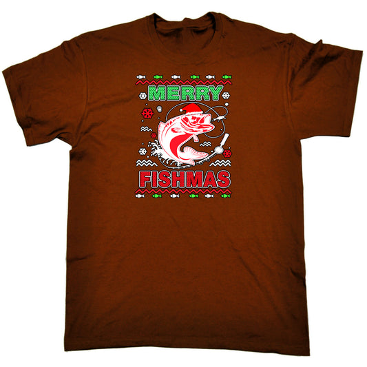 Merry Fishmas Christmas Xmas Fish Fishing - Mens Funny T-Shirt Tshirts
