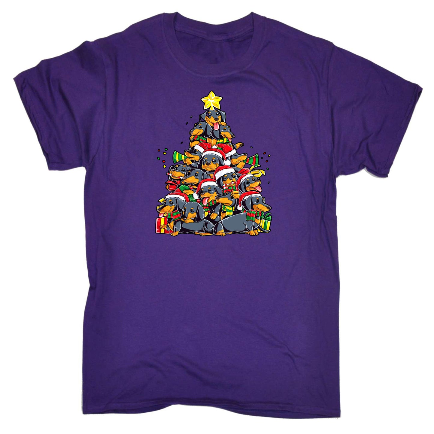 Christmas Tree Sausage Dog Puppy Xmas - Mens Funny T-Shirt Tshirts T Shirt