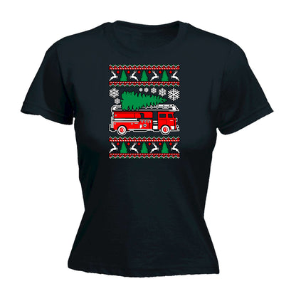 Fire Fighter Engine Christmas Xmas - Funny Womens T-Shirt Tshirt Tee Shirts