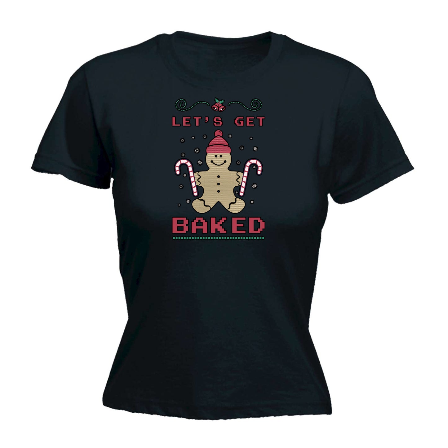 Lets Get Baked Christmas Xmas Gingerbread Man - Funny Womens T-Shirt Tshirt