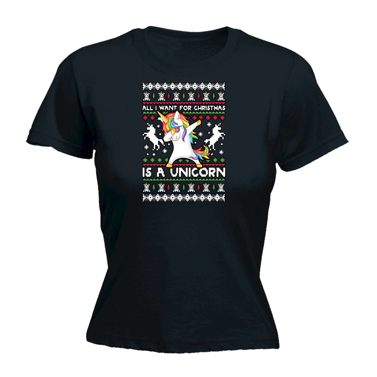 Xmas All I Want For Christmas Unicorn Dab Dabbing - Funny Womens T-Shirt Tshirt Tee Shirts