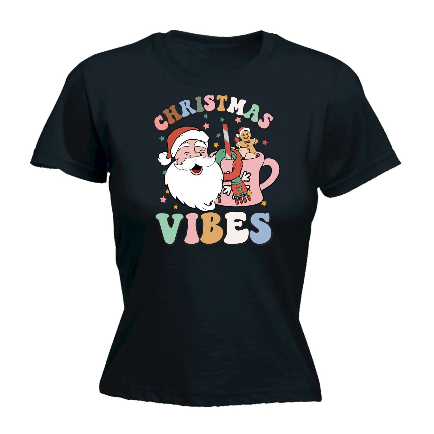 Retro Christmas Vibes - Funny Womens T-Shirt Tshirt
