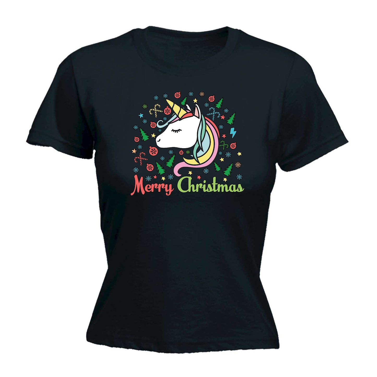 Unicorn Merry Christmas Xmas Unicorns - Funny Womens T-Shirt Tshirt