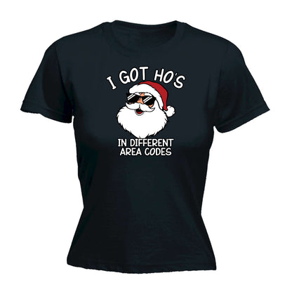 Christmas Santa I Got Hos In Different Area Codes - Funny Womens T-Shirt Tshirt