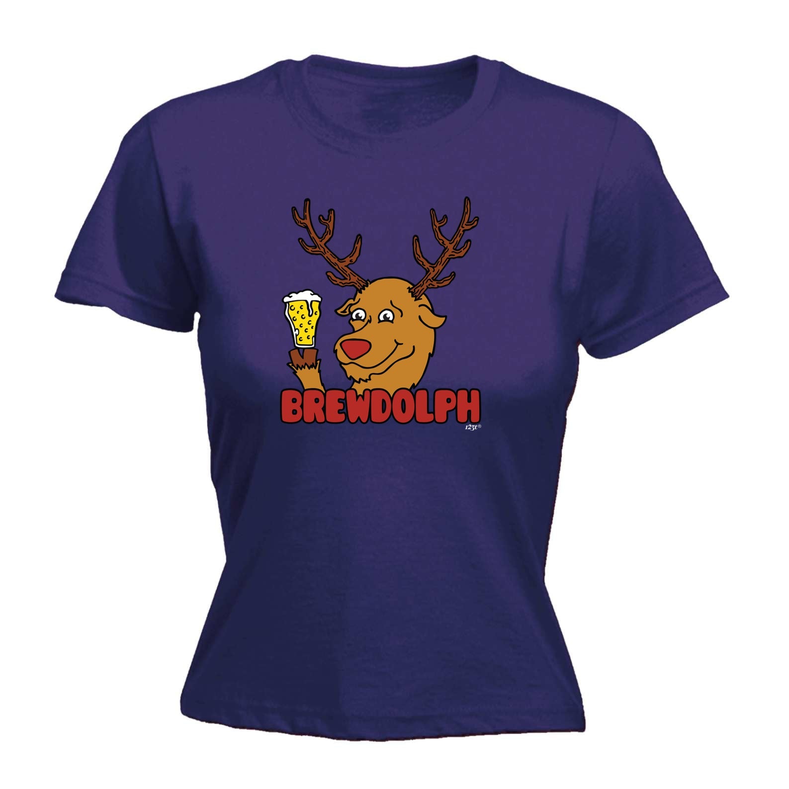 Brewdolph Christmas Beer - Funny Womens T-Shirt Tshirt