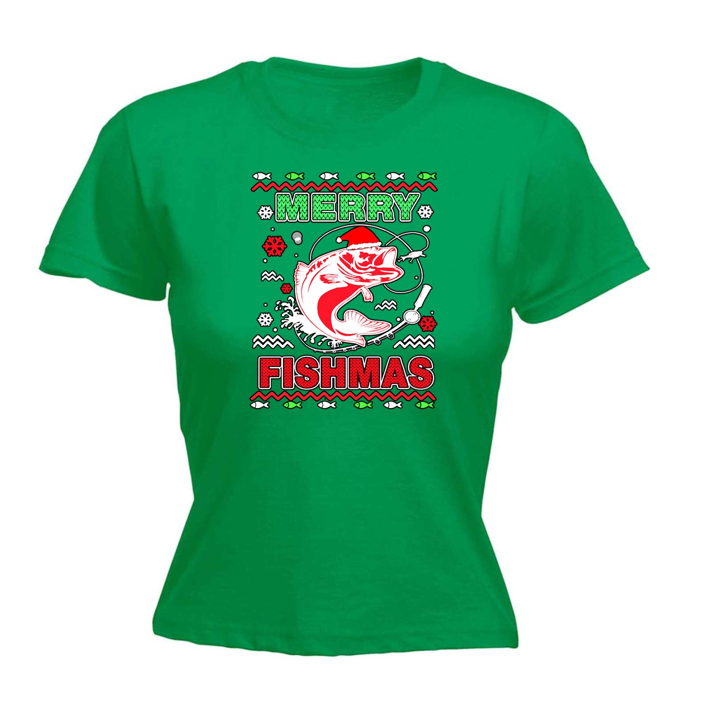 Merry Fishmas Christmas Xmas Fish Fishing - Funny Womens T-Shirt Tshirt Tee Shirts