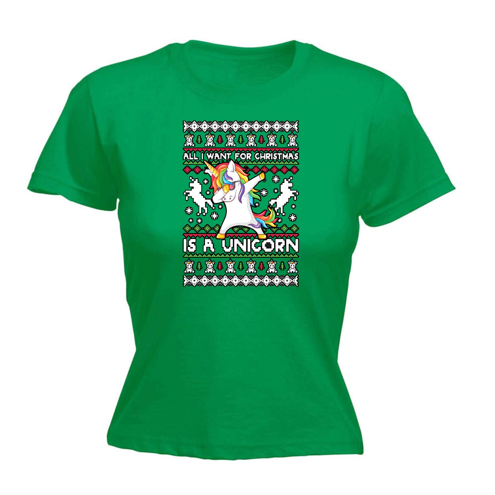 Xmas All I Want For Christmas Unicorn Dab Dabbing - Funny Womens T-Shirt Tshirt