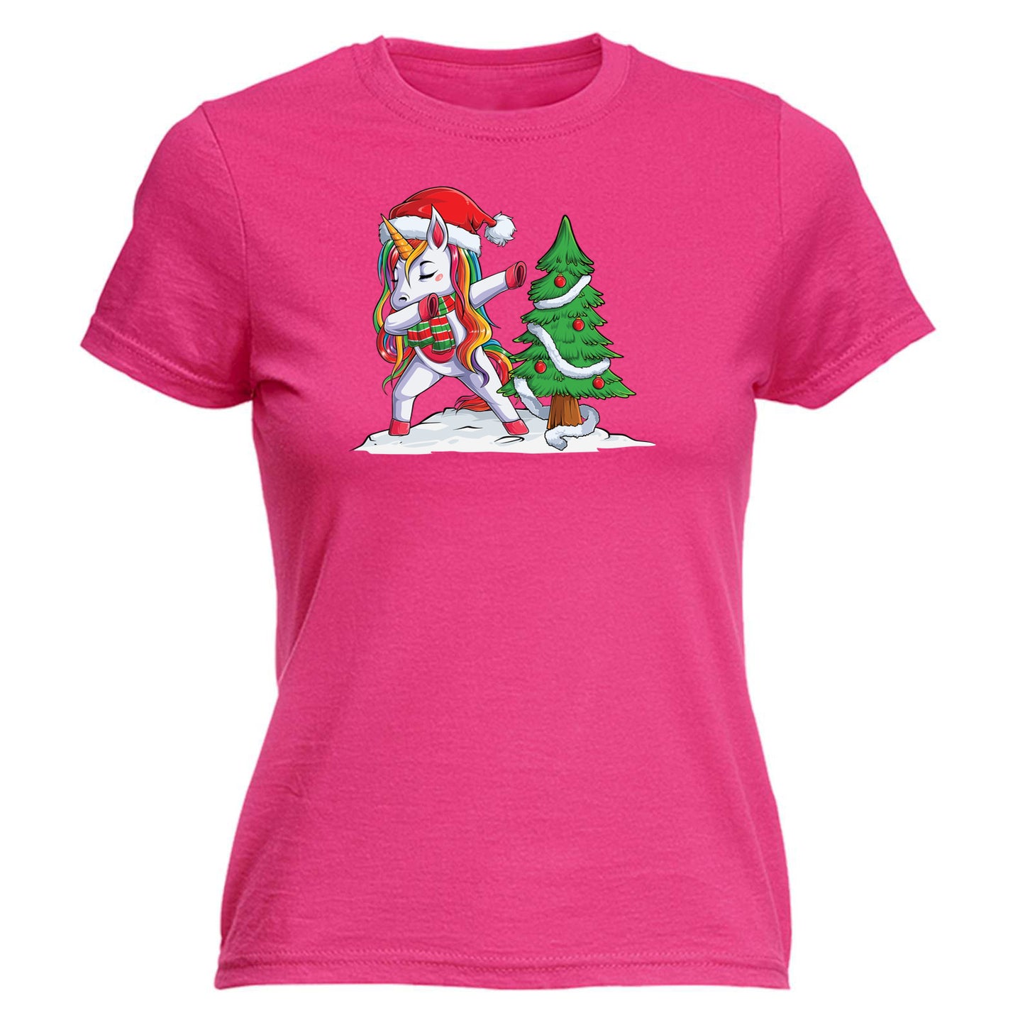 Xmas Unicorn Dab Dabbing Around Christmas Tree - Funny Womens T-Shirt Tshirt