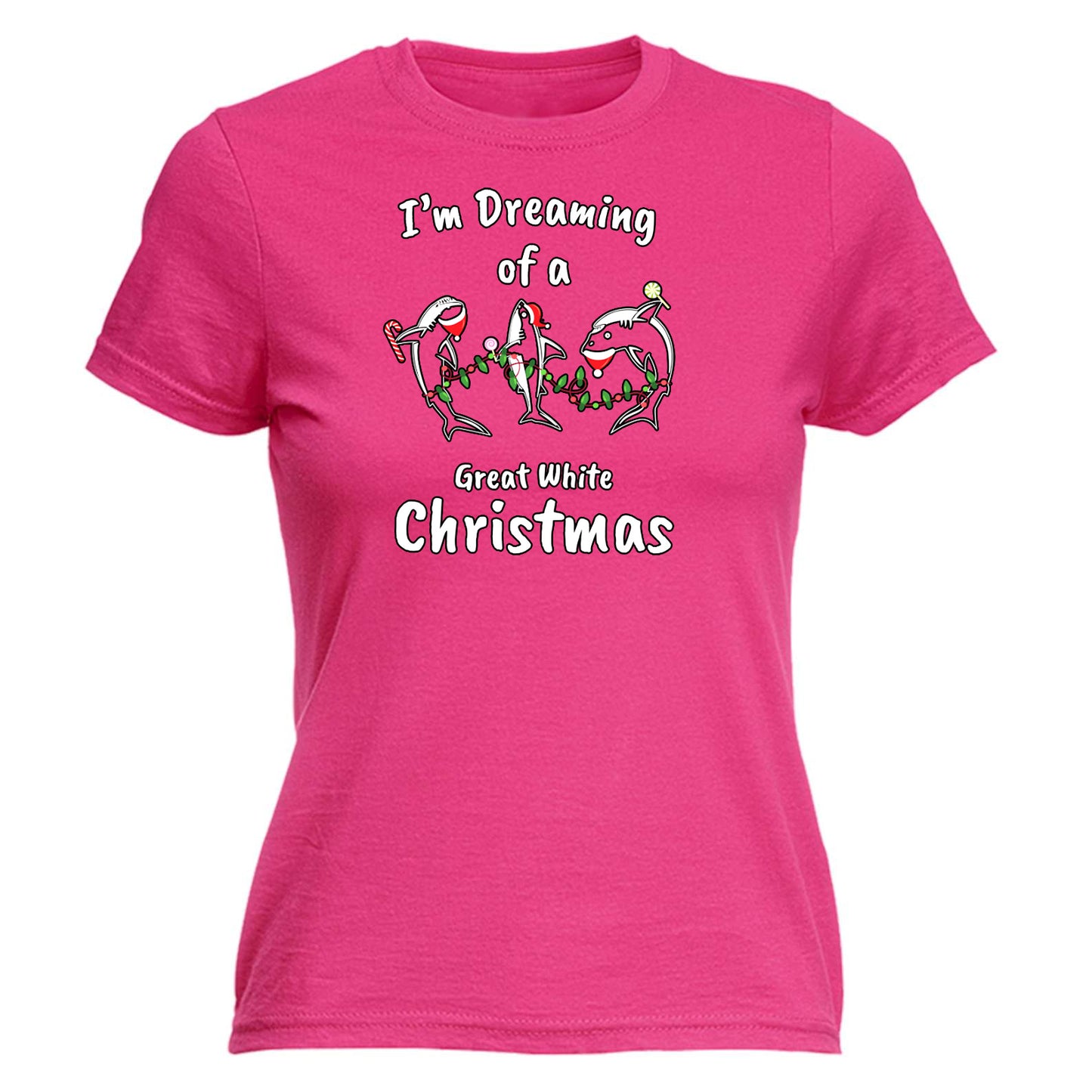 Im Dreaming Of A Great White Christmas Xmas Shark - Funny Womens T-Shirt Tshirt Tee Shirts