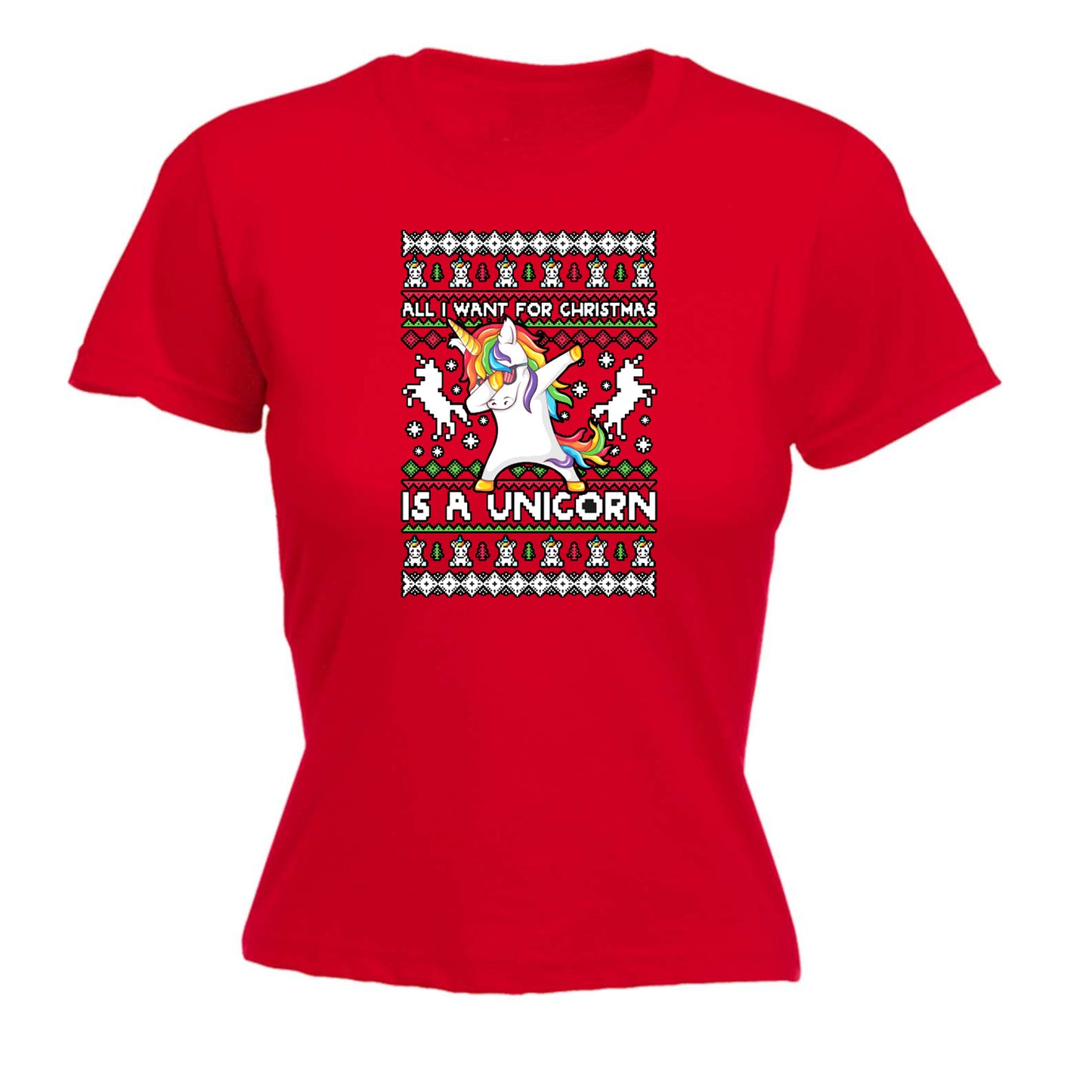 Xmas All I Want For Christmas Unicorn Dab Dabbing - Funny Womens T-Shirt Tshirt Tee Shirts