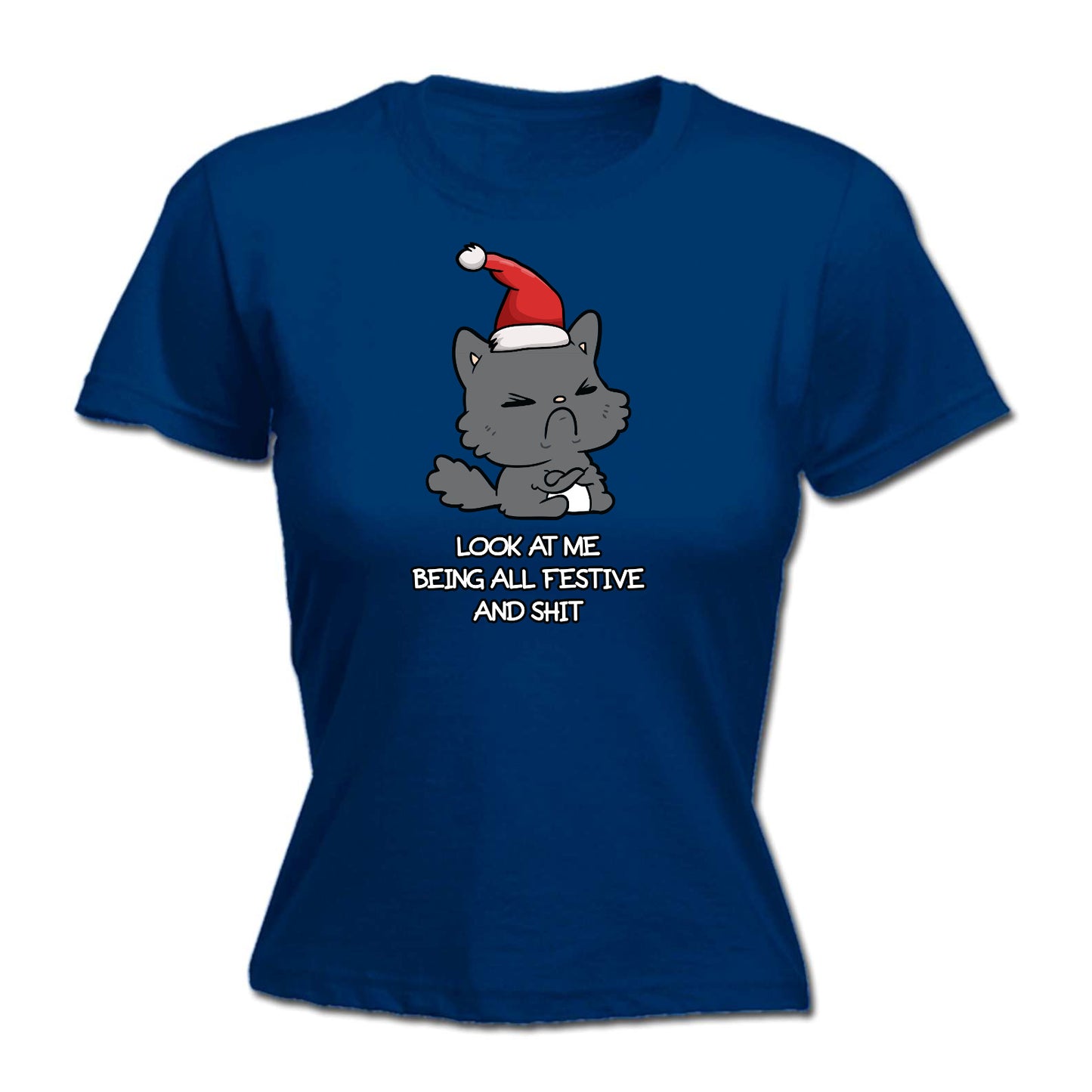 Christmas Cat Lookatme Festive Animal - Funny Womens T-Shirt Tshirt