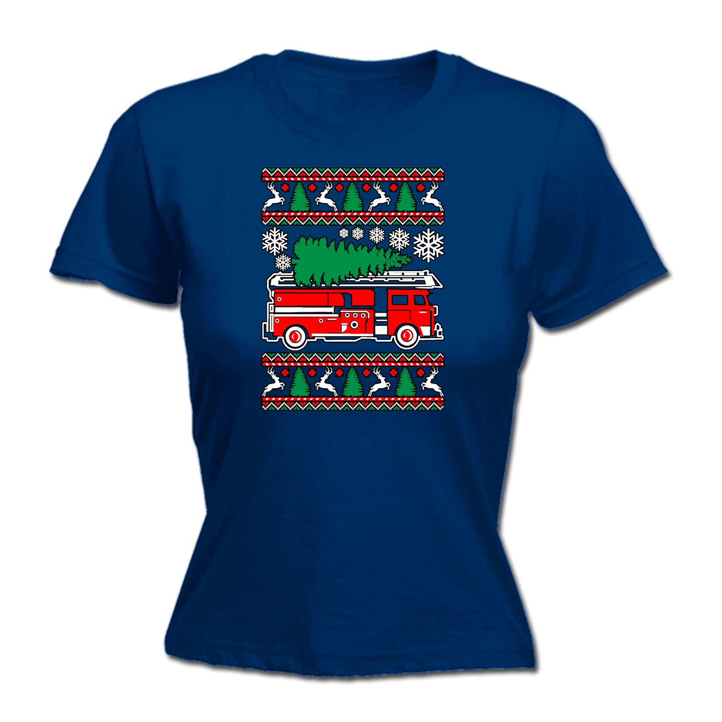 Fire Fighter Engine Christmas Xmas - Funny Womens T-Shirt Tshirt