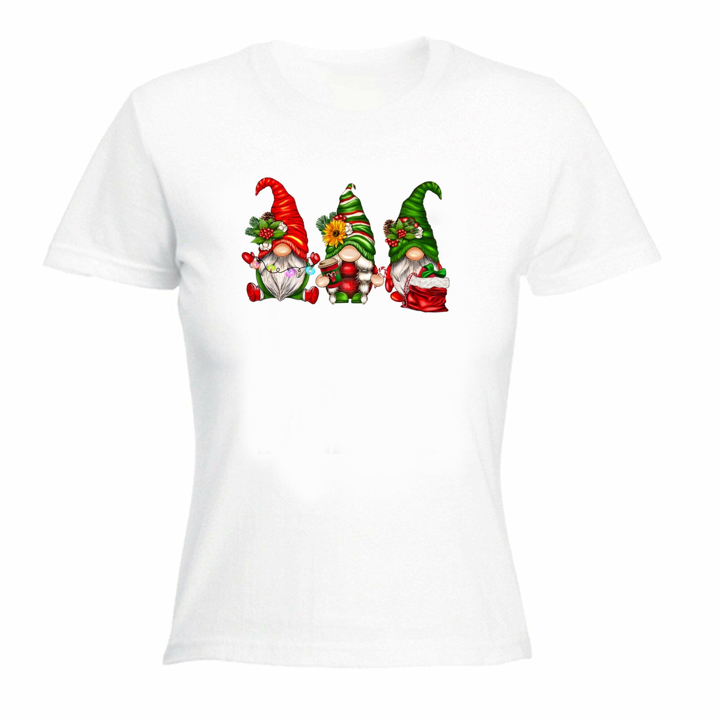 Christmas Gnomes Xmas Gnome Garden - Funny Womens T-Shirt Tshirt