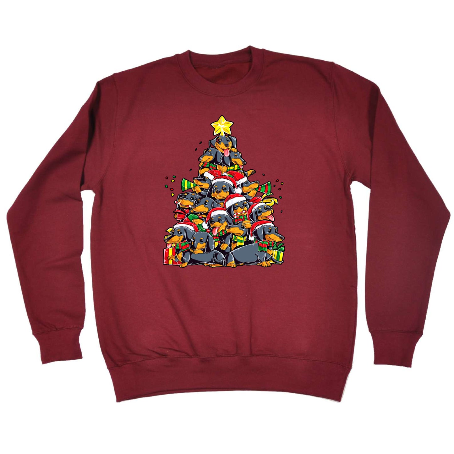 Christmas Tree Sausage Dog Puppy Xmas - Funny Novelty Sweatshirt