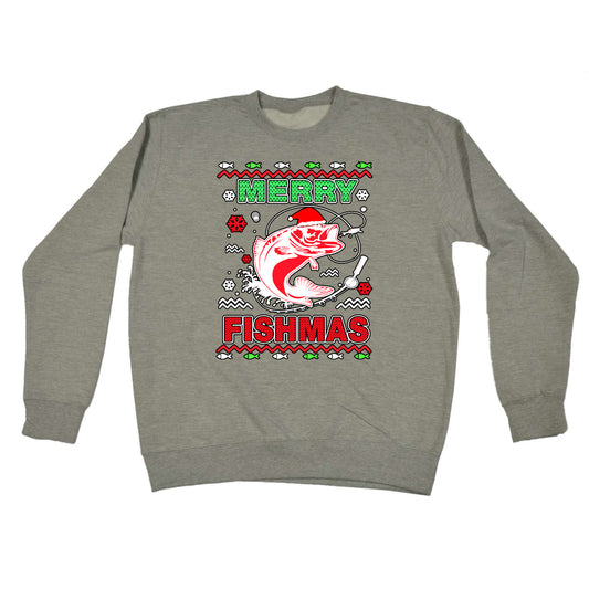 Merry Fishmas Christmas Xmas Fish Fishing - Funny Sweatshirt