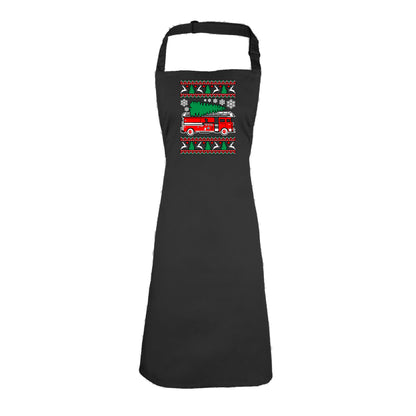 Fire Fighter Engine Christmas Xmas - Funny Novelty Kitchen Apron
