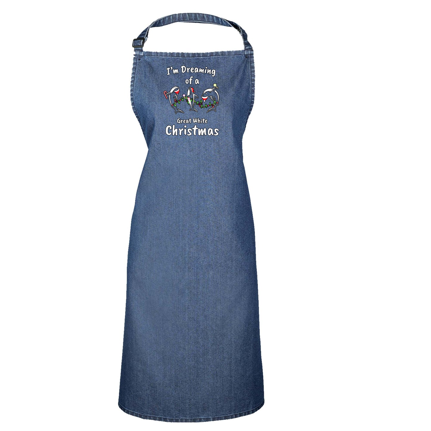 Im Dreaming Of A Great White Christmas Xmas Shark - Funny Novelty Kitchen Apron