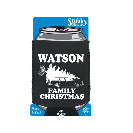 Family Christmas Watson - Funny Stubby Holder With Base