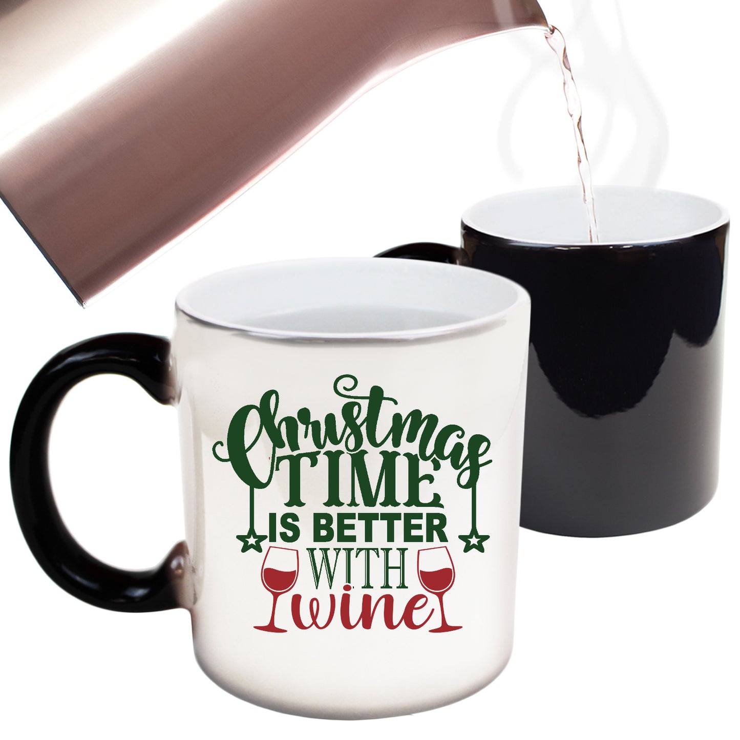 The Christmas Hub - Xmas Christmas Time Is Better With Wine - Funny Colour Changing Mug