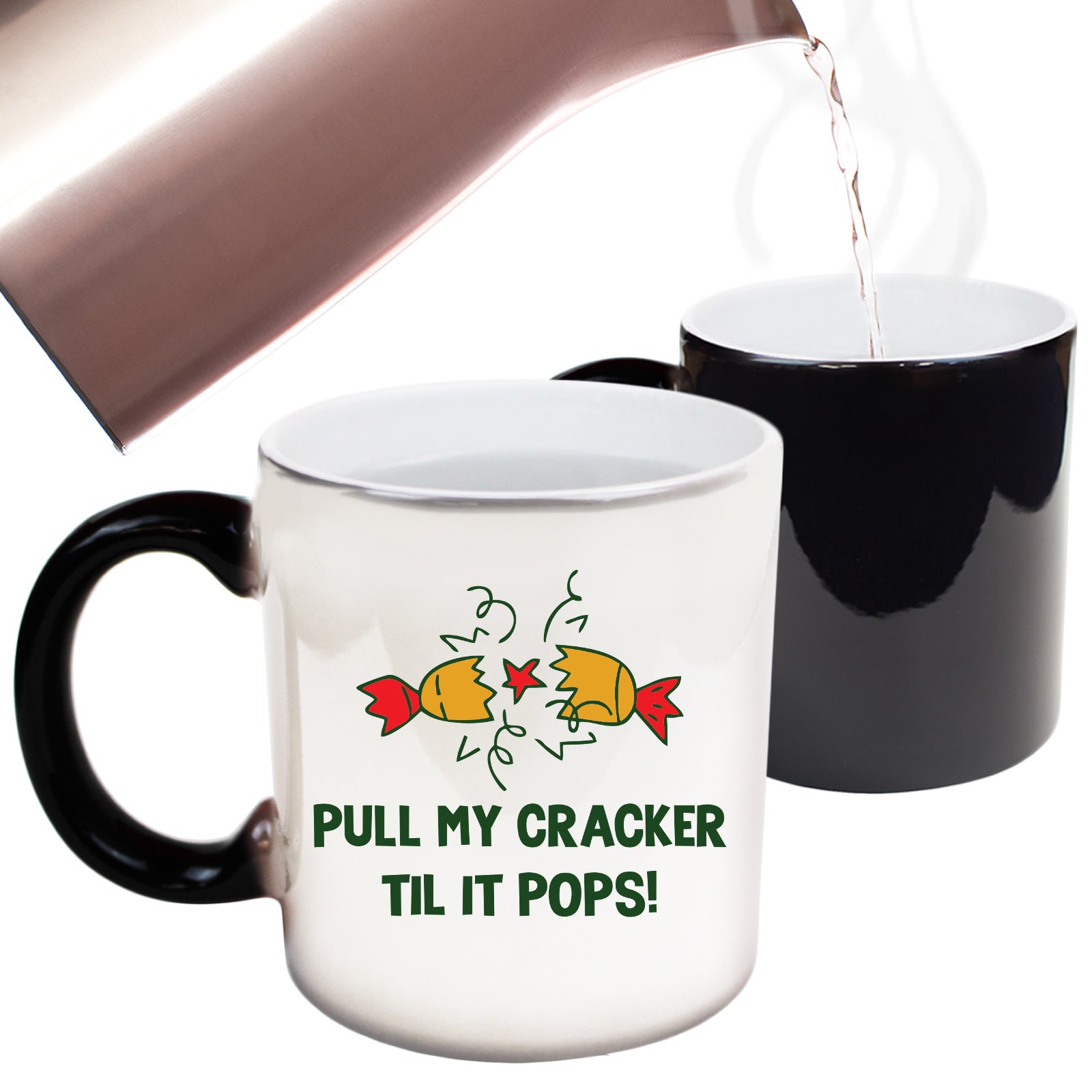 The Christmas Hub - Christmas Xmas Pull My Cracker Til It Pops - Funny Colour Changing Mug