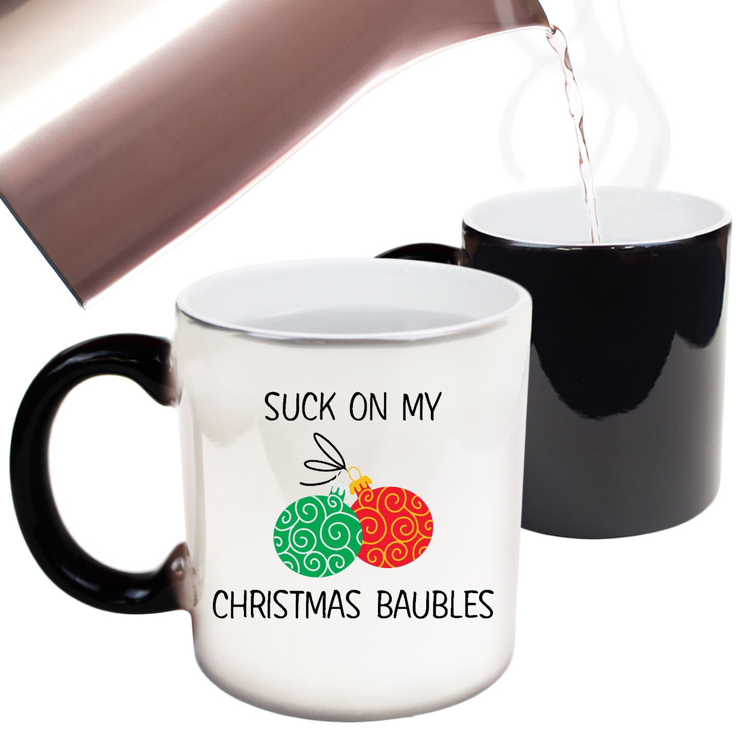The Christmas Hub - Xmas Suck On My Christmas Baubles - Funny Colour Changing Mug