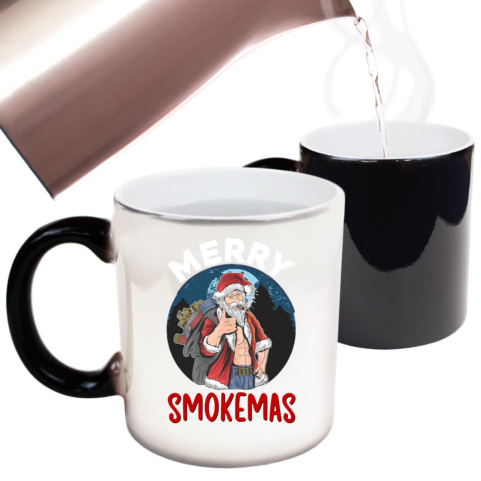 Merry Smokemas Christmas Cigar Buff Santa Xmas - Funny Colour Changing Mug