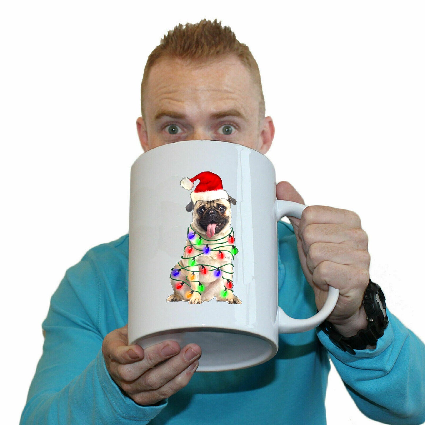 The Christmas Hub - Pug Christmas Dog Xmas - Funny Giant 2 Litre Mug