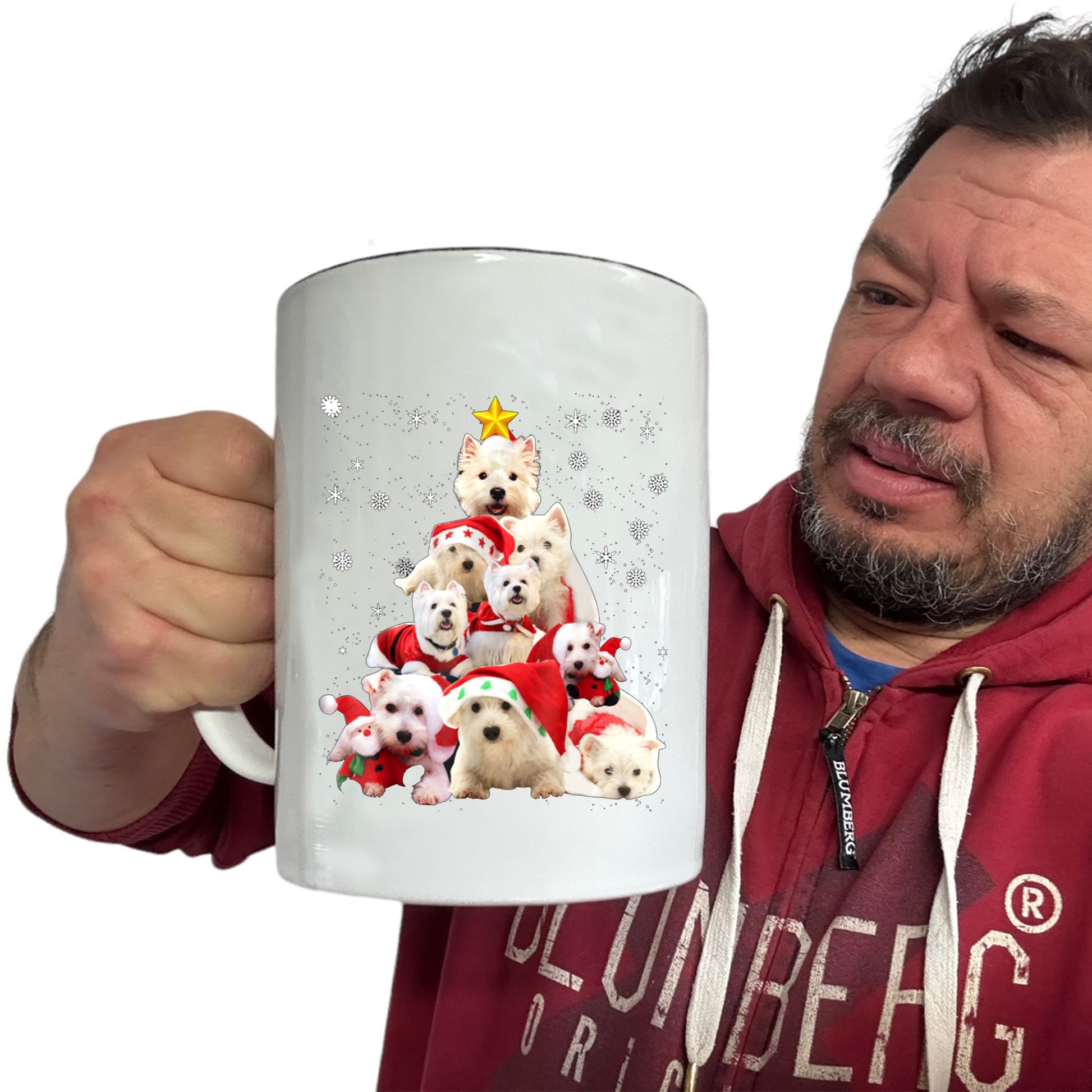 The Christmas Hub - Terrier Xmas Tree Christmas - Funny Giant 2 Litre Mug
