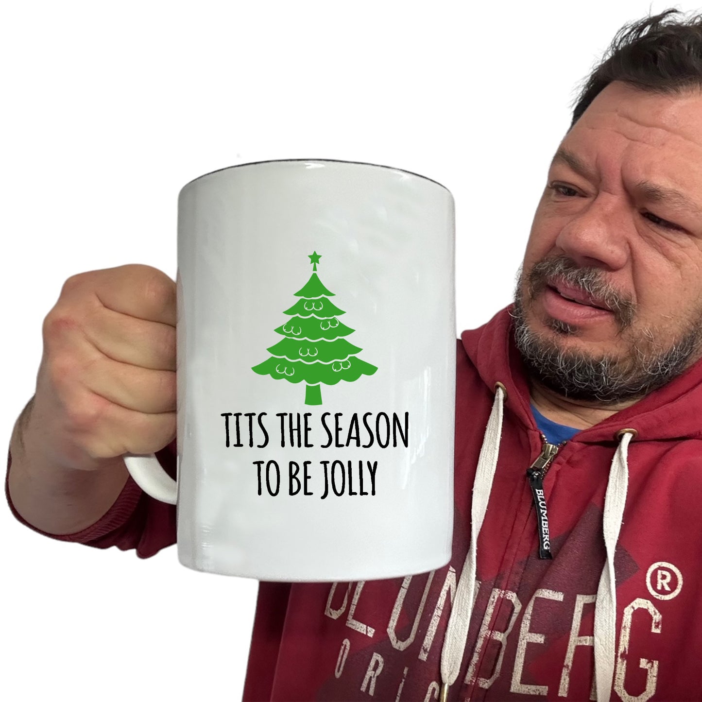 The Christmas Hub - Christmas Tits The Season To Be Jolly - Funny Giant 2 Litre Mug