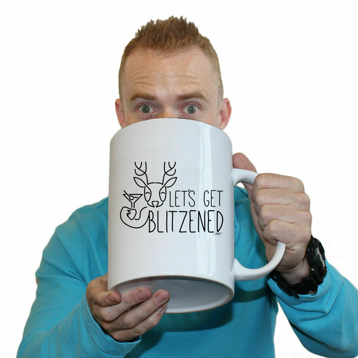 The Christmas Hub - Lets Get Blitzened Christmas - Funny Giant 2 Litre Mug