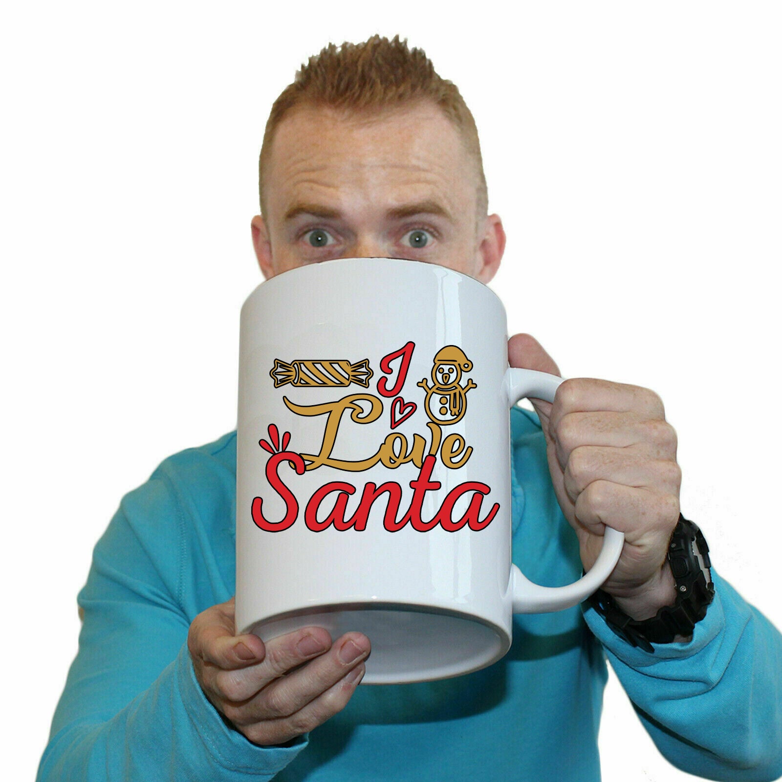 The Christmas Hub - I Love Santa Christmas Xmas - Funny Giant 2 Litre Mug