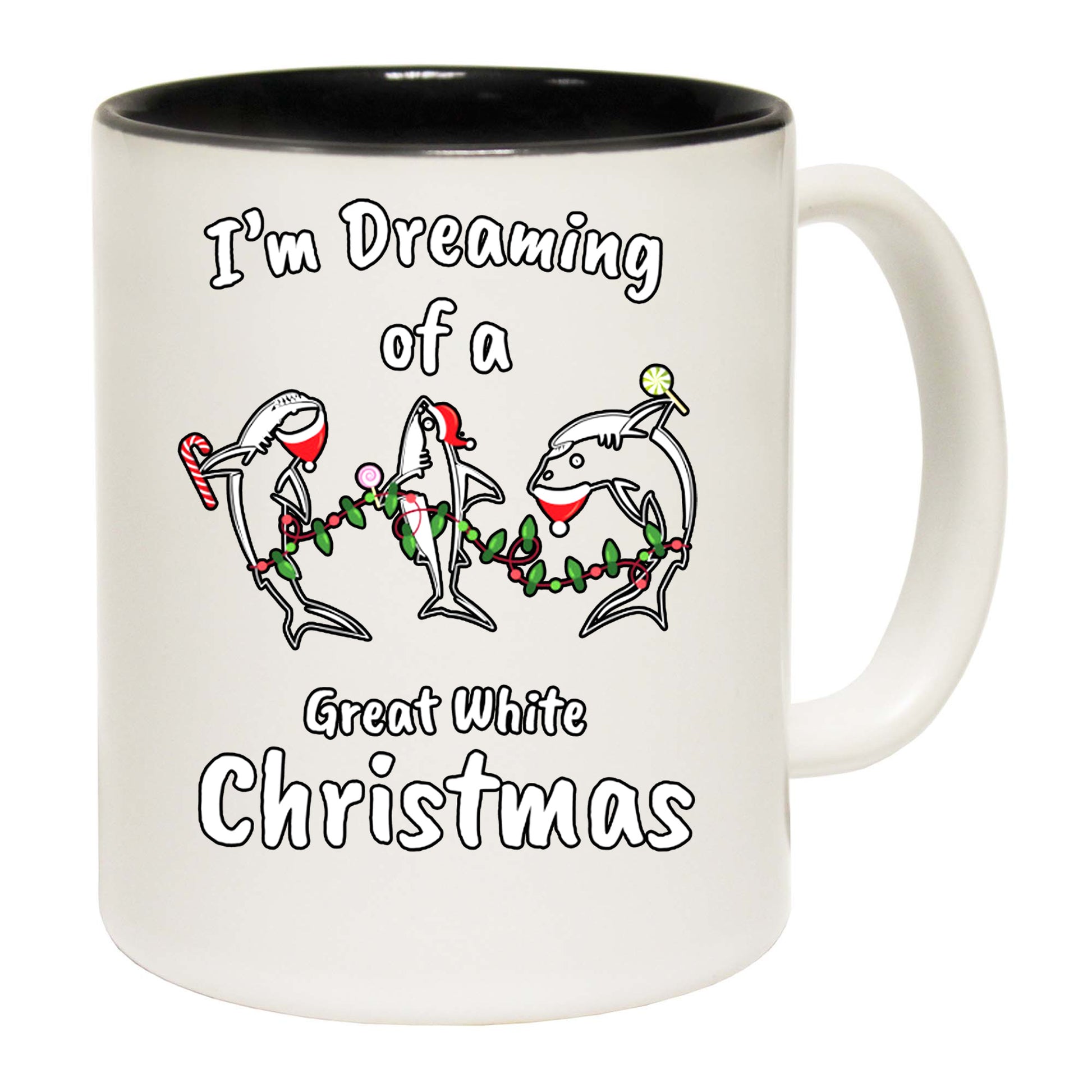 The Christmas Hub - Im Dreaming Of A Great White Christmas Xmas Shark - Funny Coffee Mug