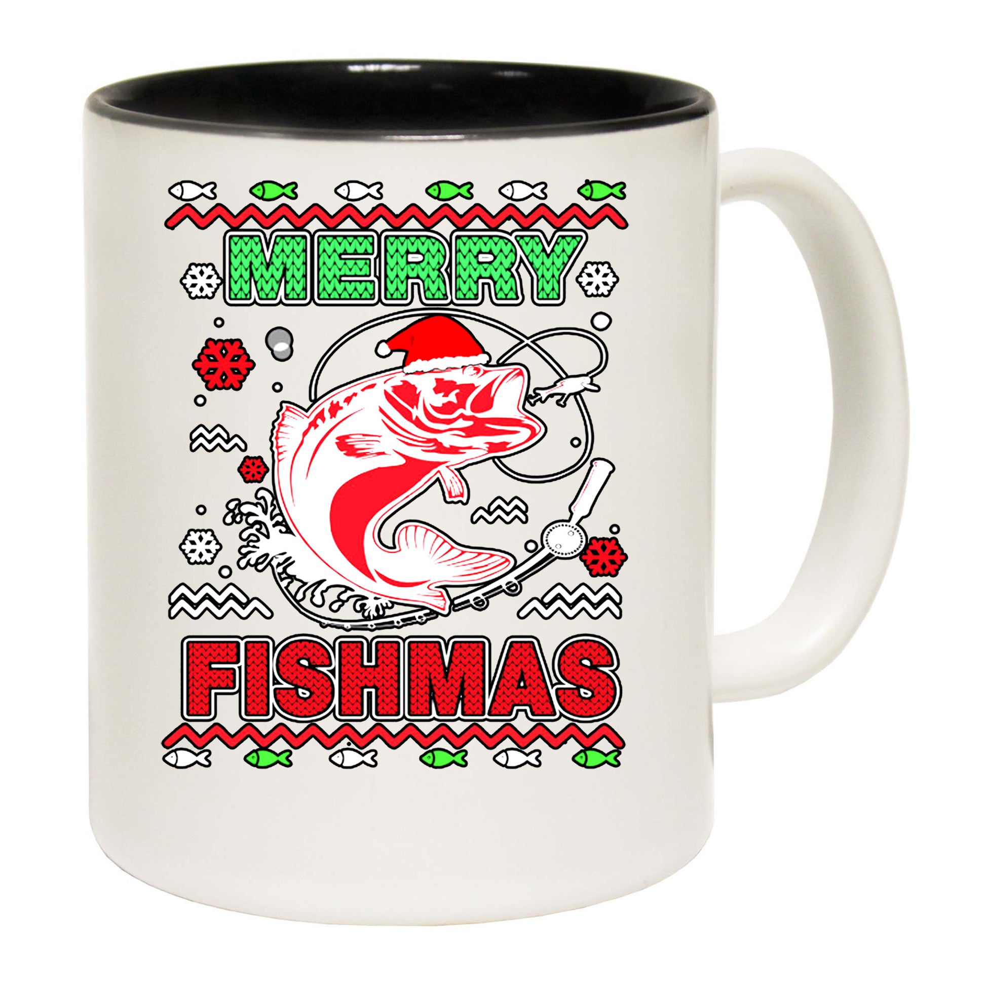 The Christmas Hub - Merry Fishmas Christmas Xmas Fish Fishing - Funny Coffee Mug