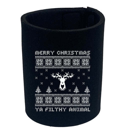 Merry Christmas Ya Filty Animal Jumper - Funny Stubby Holder