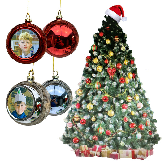 Christmas Tree Baubles Decorations Personalised Photo Xmas Hanging Bauble