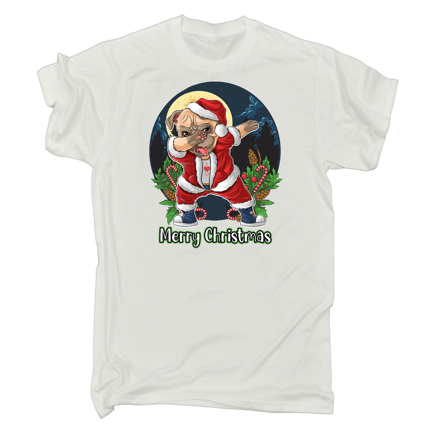 Merry Christmas Xmas Pug Dog Dabbing - Mens Funny T-Shirt Tshirts