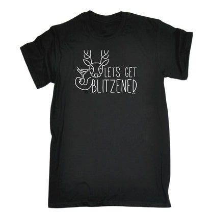 Lets Get Blitzened Christmas - Mens Xmas Novelty T-Shirt / T Shirt