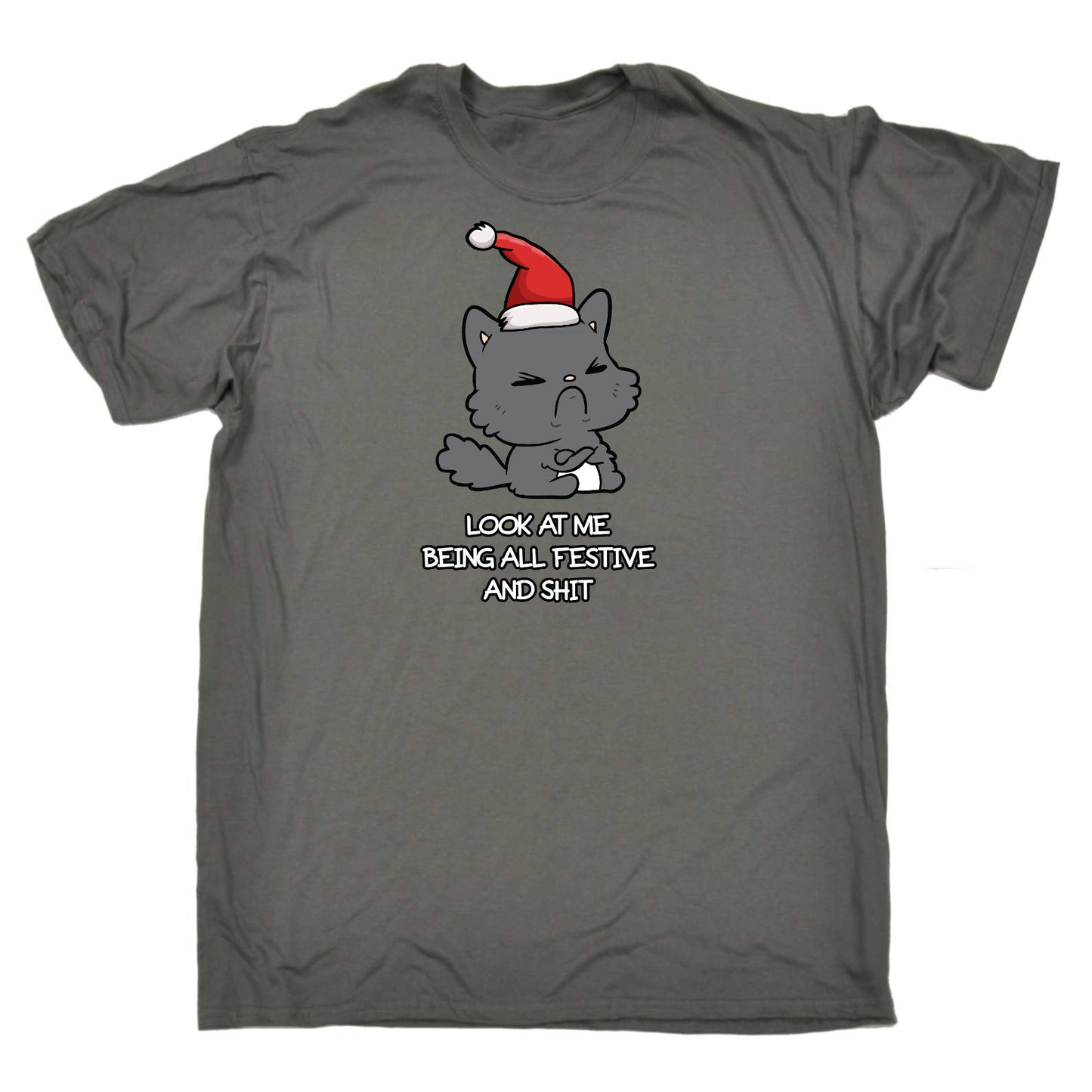Christmas Cat Lookatme Festive Animal - Mens Funny T-Shirt Tshirts T Shirt