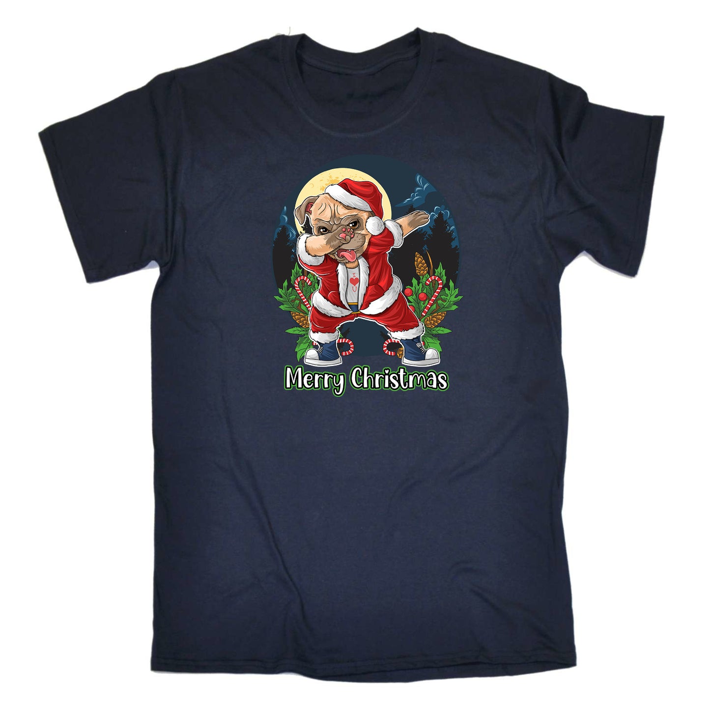 Merry Christmas Xmas Pug Dog Dabbing - Mens Funny T-Shirt Tshirts