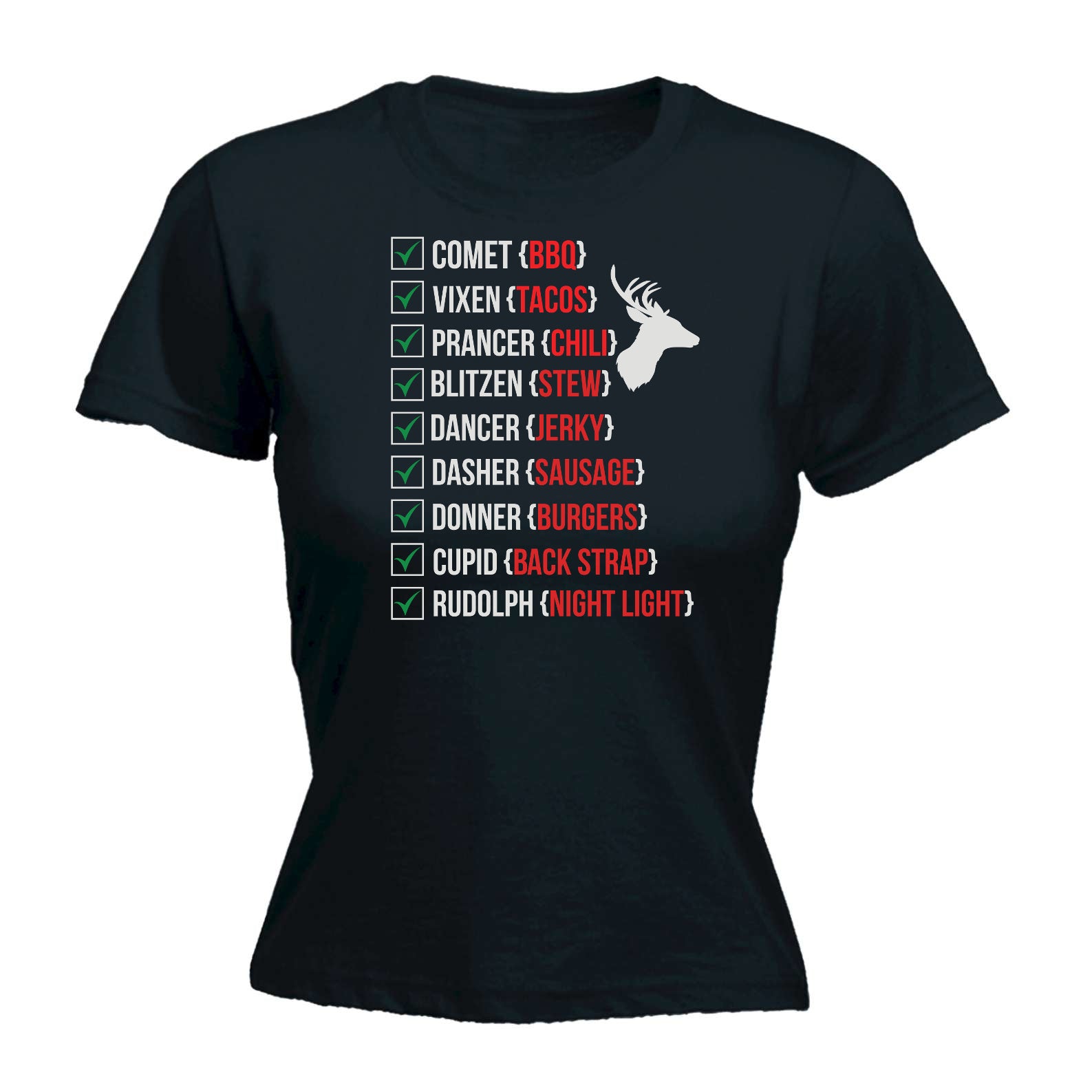 Christmas Deer Hunting Animal - Funny Womens T-Shirt Tshirt